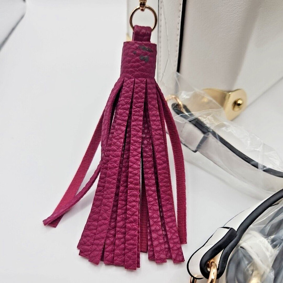 Handbag Republic Bag White Convertible Tasseled Clutch Shoulder Zipper Clasp - Picture 4 of 16